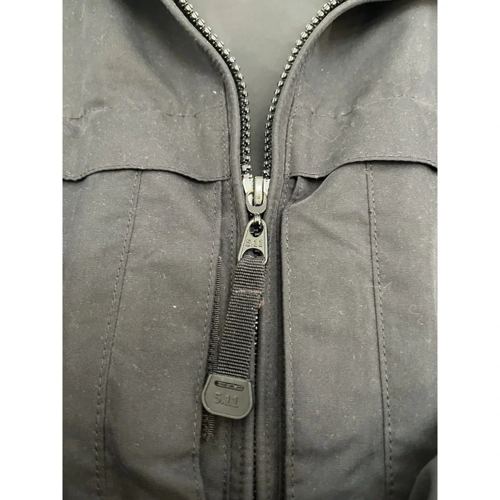 5.11 Tactical Jacket Men Large Black Lined Packable Rain Wind Resistant Full Zip